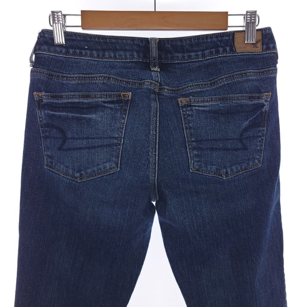 American Eagle Boy Crop Stretch Solid Blue Button… - image 6